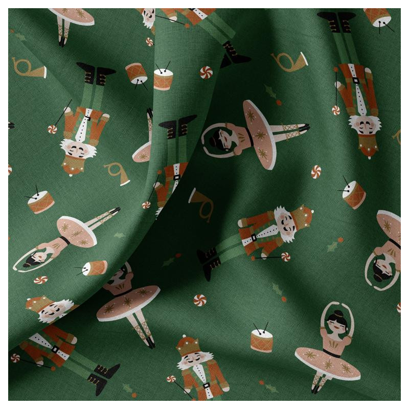 Printed Cotton CASSENOISETTE Ivy / Paprika